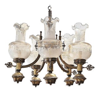 Mid 19th Century Brass Victorian Chandelier For Sale
