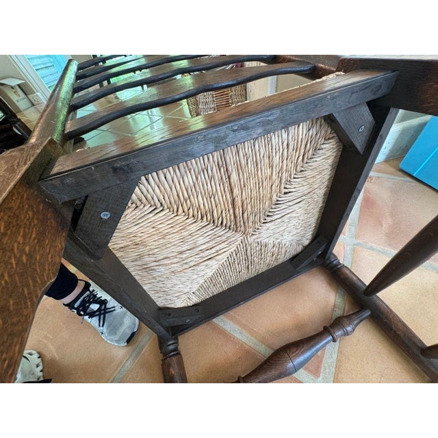 Vintage Ladderback Side Dining Chairs With Rush Seats - Set of 6 For Sale - Image 14 of 17