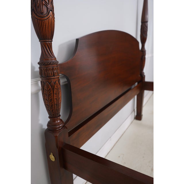 Henkel Harris Queen Size Rice Carved Mahogany Poster Bed For Sale - Image 15 of 17