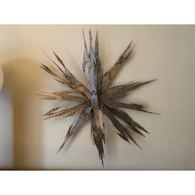 MidCentury Modern Metal Starburst Wall Sculpture Art Chairish