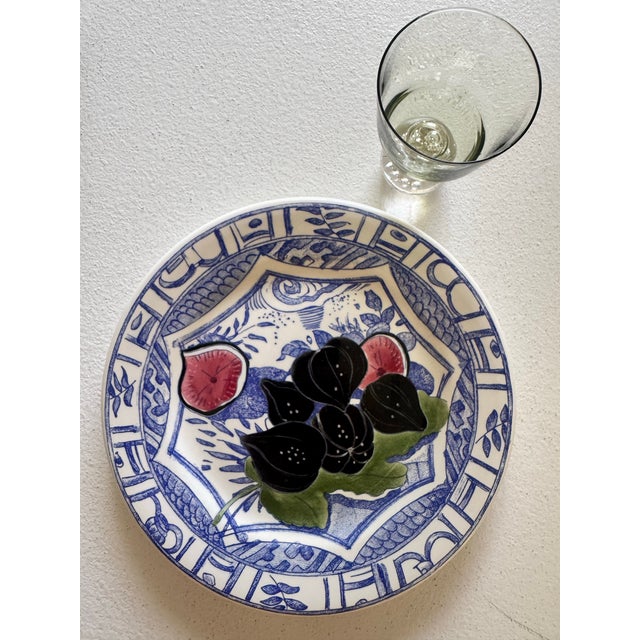 Gien 1970s Faience De Gien Oiseau Bleu - 2 Kiwi 1 Fig Set - 3 pcs For Sale - Image 4 of 9