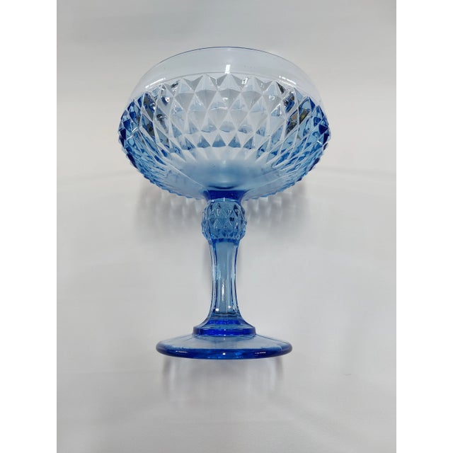 Indiana Glass Company Indiana Glass Diamond Point Tall Compote Vintage For Sale - Image 4 of 8
