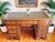 Brown Antique Twin Pedestal Desk in Yew Wood with Leather Top, 1980s For Sale - Image 8 of 18