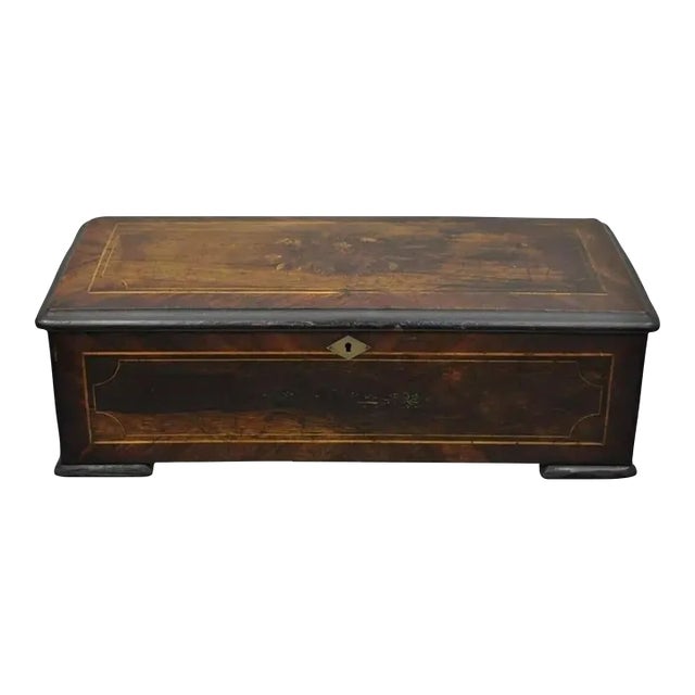 19th Century Antique Swiss Continental Marquetry Inlay Cylinder Music Box by a.v. Bornard For Sale