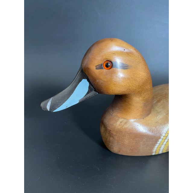 Brown Vintage Hand Carved Eurasian Wigeon Drake Duck Wood Decoy For Sale - Image 8 of 12