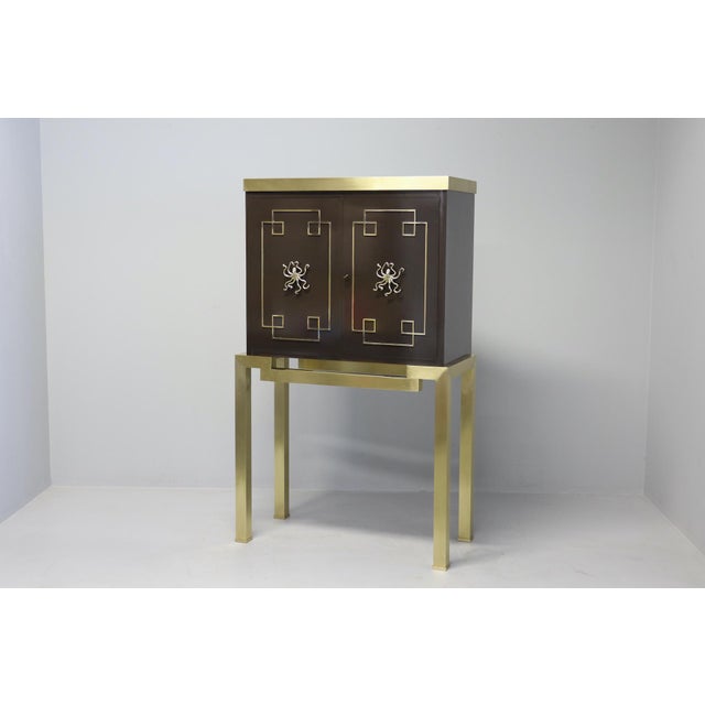 Vintage Art Deco Style Bar Cabinet in Brass, 1968 For Sale - Image 4 of 15