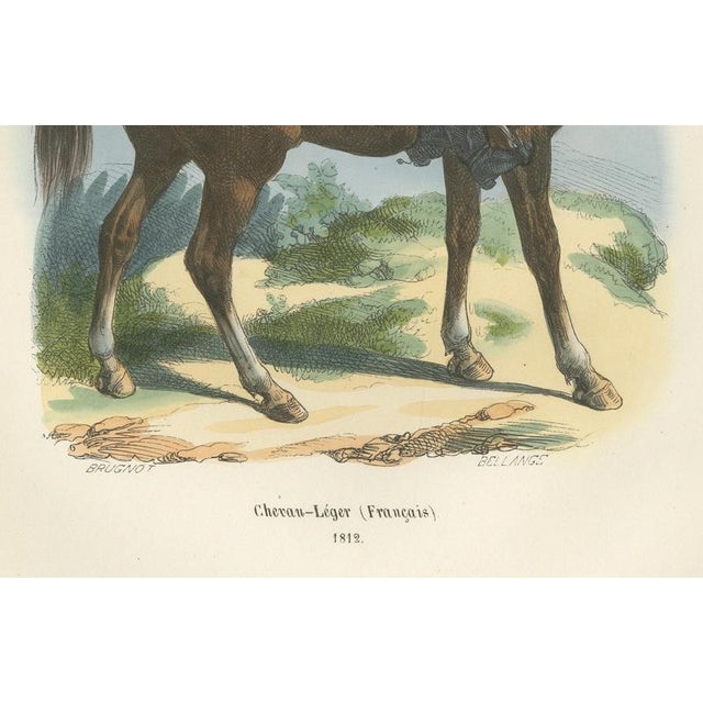 Chevau-Léger Français, Napoleonic Guard Cavalry Officer on Horseback, 1843 This finely executed hand-colored print depicts...