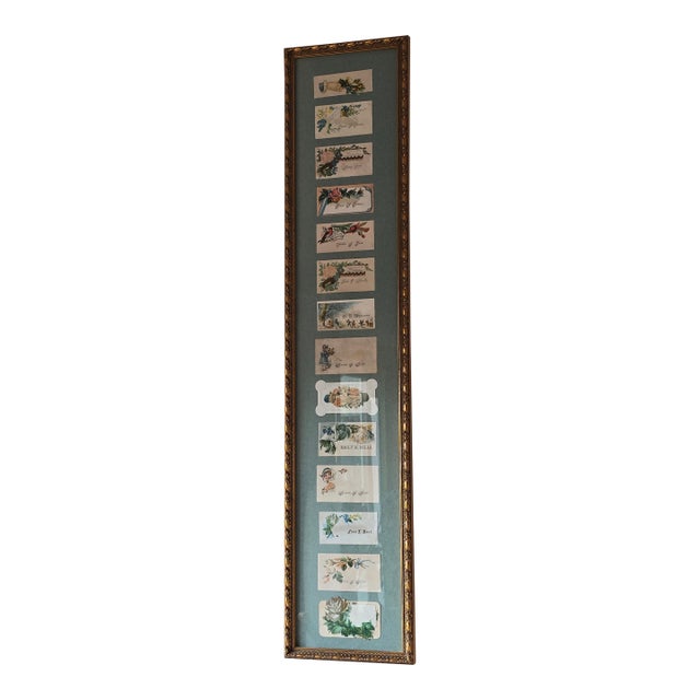 Antique 19th‑Century Calling Card Collection in Ornate Gold Frame For Sale