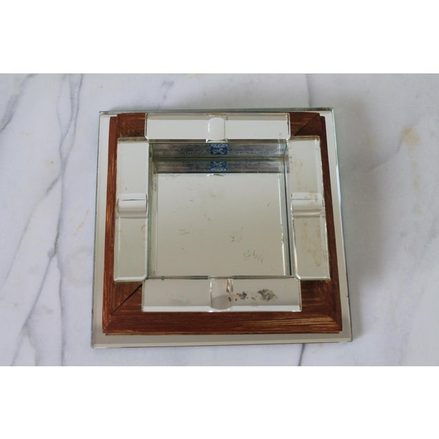 Vintage Square Wood & Mirror Ashtray or Trinket Tray For Sale In Milwaukee - Image 6 of 12