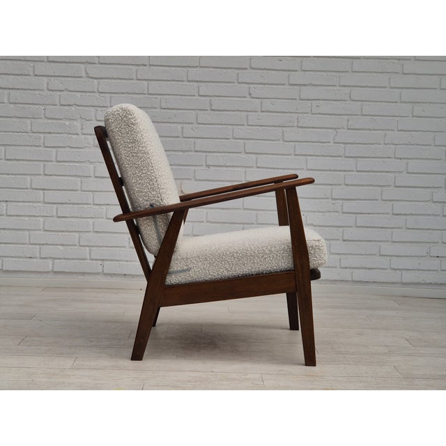 Danish Armchair in White Furniture Fabric & Beech, 1960s For Sale - Image 9 of 18