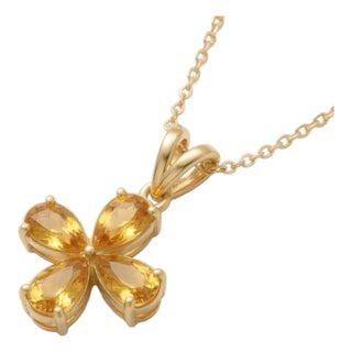 Citrine Cross Pendant Necklace, Beautiful Statement Pendant Necklace for Women For Sale