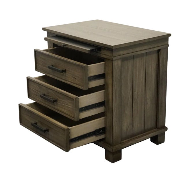 Wood A-America Glacier Point Collection Solid New Zealand Pine 27" Three Drawer Nightstand - Greystone Finish For Sale - Image 7 of 12