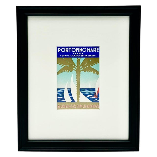 Wood Vintage Belmond Hotel Splendido Portofino Mare Framed Luggage Label For Sale - Image 7 of 9