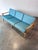 Mid-Century Modern 1960s Beechwood Mid Century Danish Modern 3 Seater Sofa Reupholstered in a Blue Chenille For Sale - Image 3 of 10