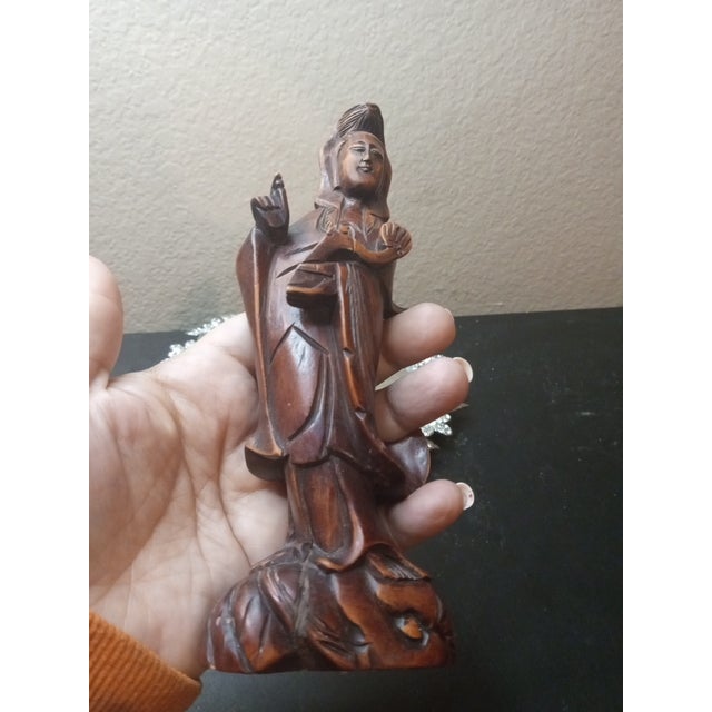 Exquisite Carved Boxwood Guanyin, Goddess of Compassion For Sale - Image 4 of 7