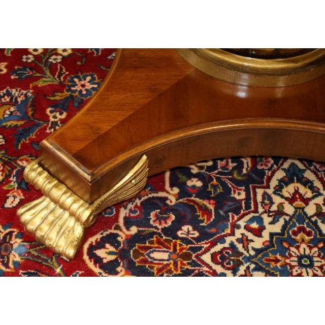 Brown 1990s Mahogany Neo Classical Regency Style Marble Top Dining Center Table For Sale - Image 8 of 10