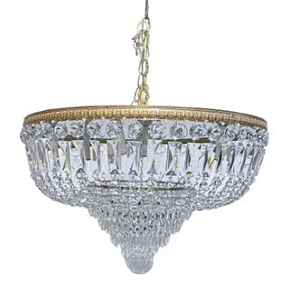 Vintage Italian Bronze Basket Chandelier For Sale