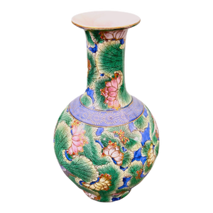 Famille Verte Green Lotus Floral Porcelain Vase