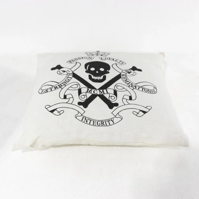 Vintage-Inspired Skull and Crossbones Pillow With Crowned Emblem For Sale - Image 4 of 11