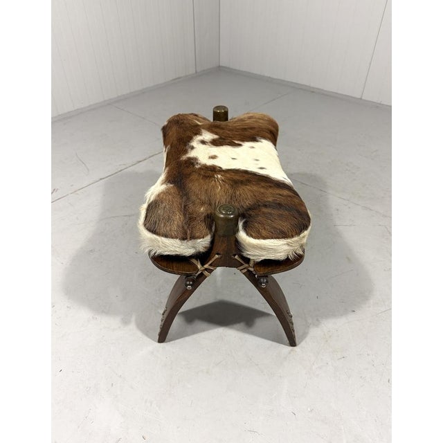 Cowhide Camel Saddle Stool, 1960s For Sale - Image 4 of 12