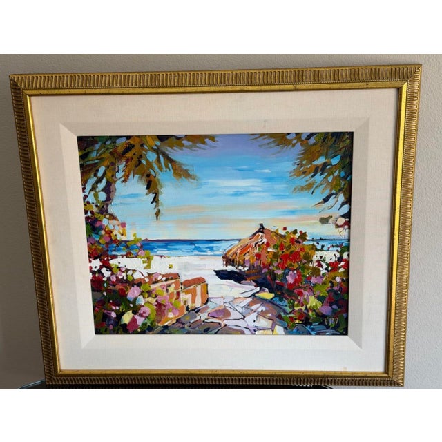 Original Rick Bond “Caribbean” Tropical Coastal Landscape Painting, Framed For Sale - Image 10 of 12