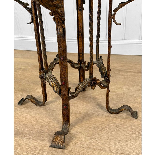 Black Antique Victorian Rococo Wrought Iron Marble Round Top Side Table For Sale - Image 8 of 10