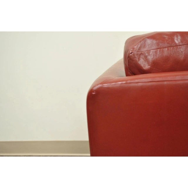 Vintage Mid Century Modern Red Leather Cube Club Lounge Chair on Rolling Casters For Sale In Philadelphia - Image 6 of 10