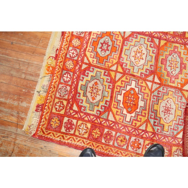 Bright Orange Antique Turkish Bergama Rug - 3'6" x 4'4" For Sale - Image 4 of 18