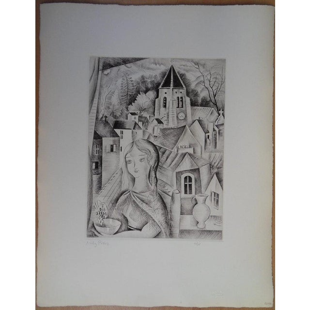 Emilia "Mily" Possoz (1888-1967) The Church of Fontenay Original engraving Signed in pencil Limited edition of 35 copies...