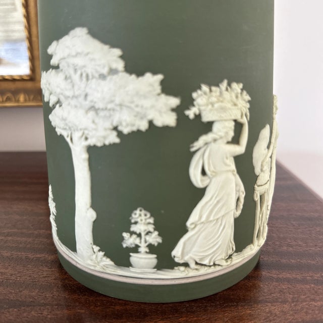 Wedgwood Late 19th Wedgwood Green Jasperware Large Pitcher For Sale - Image 4 of 12