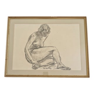 Alexander Macpherson, Female Nude Study, 1949, Charcoal on Paper For Sale