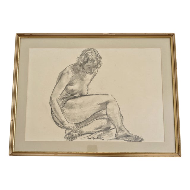 Alexander Macpherson, Female Nude Study, 1949, Charcoal on Paper For Sale