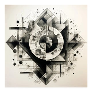 # 18" X 18" Black and White Abstract Minimalist Limited Edition Print For Sale