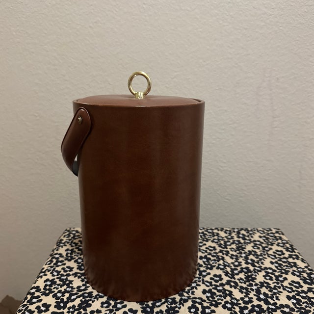Plastic 1980s Faux Leather Tall Champagne Ice Bucket For Sale - Image 7 of 7