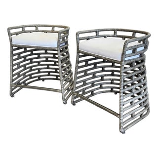 Coastal Palecek Thatcher Counter Stools, a Pair For Sale