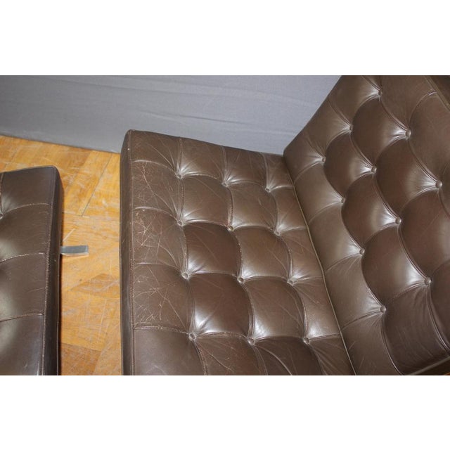 Set of Barcelona Armchair and Ottoman attributed to Mies Van Der Rohe, 1970s For Sale - Image 9 of 16