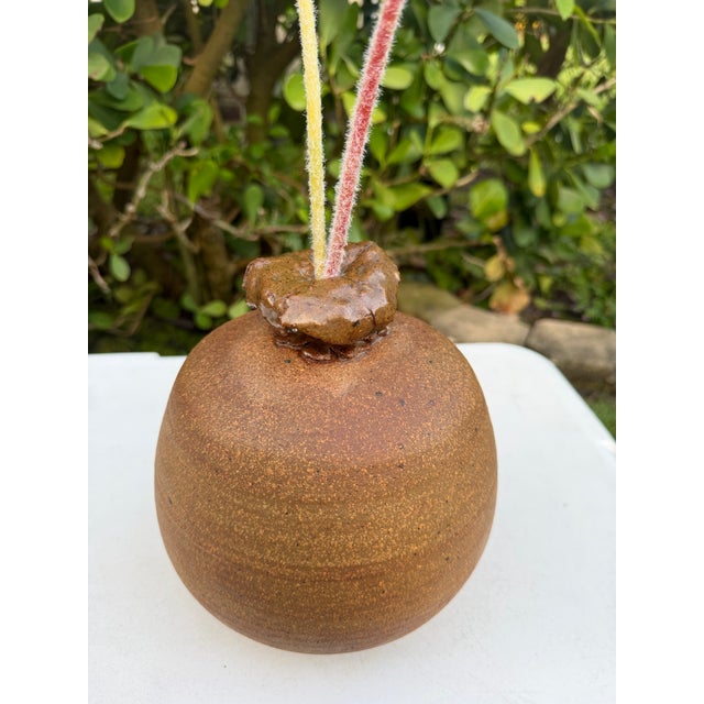 Early 21st Century Organic Mixed Media Studio Pottery Decor Sculpture With Faux Fiddlehead Ferns For Sale - Image 5 of 12
