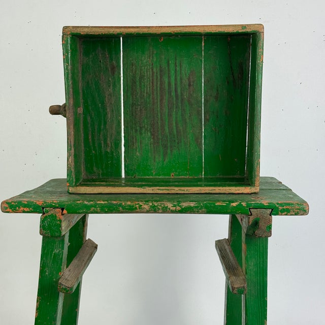 Exquisite 19th Century Primitive One Drawer Side Wooden Table in Green Paint For Sale - Image 16 of 18