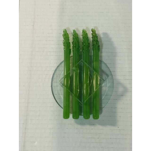Asparagus Vintage Rectangular Asparagus Glass Fused Platter For Sale - Image 8 of 12
