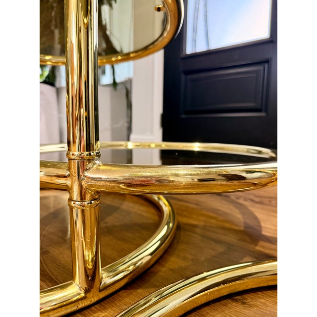 Vintage Brass & Glass Nesting Coffee Table Set + Side Table | in the Style of Milo Baughman | Hollywood Regency For Sale - Image 9 of 10