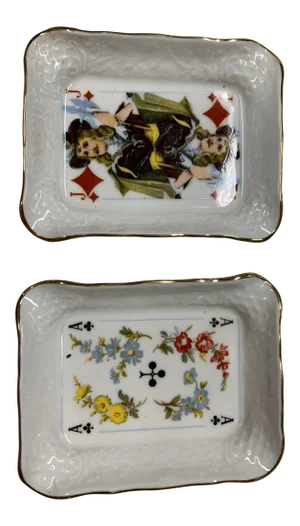 Antique Bavaria Cards Ashtrays- Set of 2