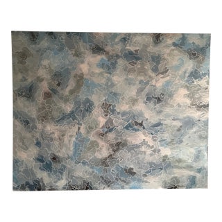 Large-Scale Abstract Painting in Blue & Gray Tones For Sale