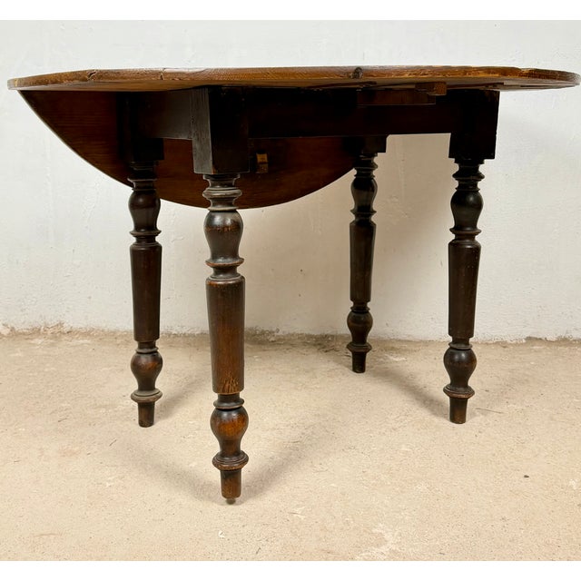 Spanish Wood Drop-Leaf Dining Table with Turned Legs, 1920 For Sale - Image 6 of 15