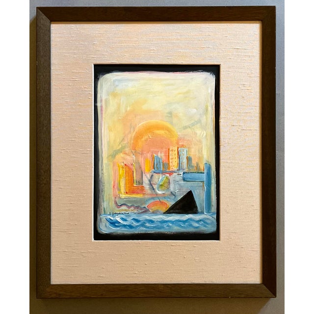 Contemporary Abstract Painting of a Cityscape by Satori Gregorakis For Sale - Image 3 of 3