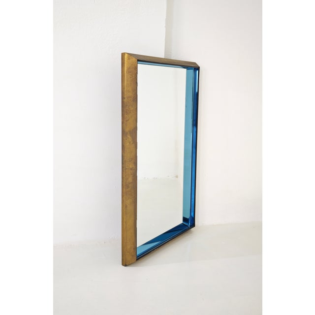 Mirror Mod 2172A in Brass and Colored Glass by Max Ingrand for Fontana Arte, 1960, in Good conditions. Designed 1960 to...
