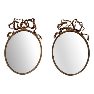 Mid-Century Modern Italian Wrought Iron Wall Mirrors, 1950s, Set of 2 For Sale
