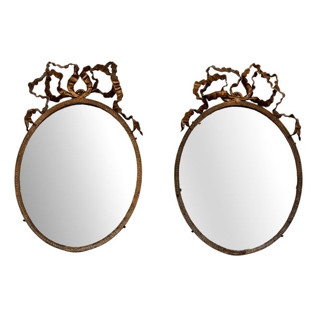 Mid-Century Modern Italian Wrought Iron Wall Mirrors, 1950s, Set of 2 For Sale