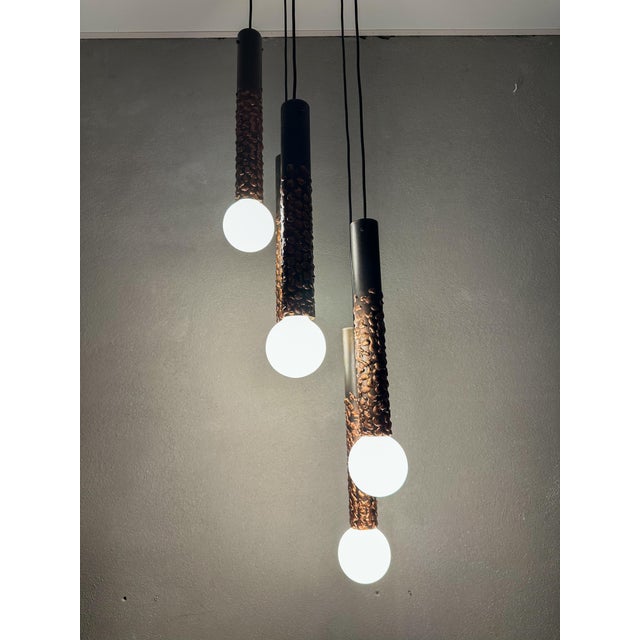 Copper Vintage Cascade Pendant Light from Glashütte Limburg, 1970s For Sale - Image 8 of 15