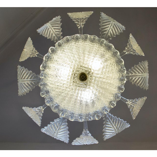 Art Deco Ninfea Murano Glass Chandelier attributed to Barovier Italy, 1940 For Sale - Image 9 of 12