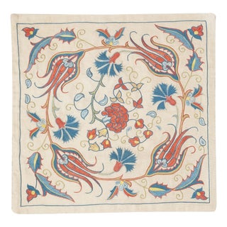 20"x20" Embroidered 100% Silk Cushion Cover. Home Decor. Handmade Pillowcase For Sale